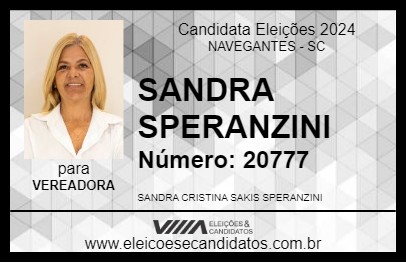 Candidato SANDRA SPERANZINI 2024 - NAVEGANTES - Eleições