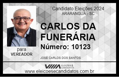 Candidato CARLOS DA FUNERÁRIA 2024 - ARARANGUÁ - Eleições