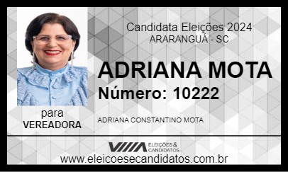 Candidato ADRIANA MOTA 2024 - ARARANGUÁ - Eleições