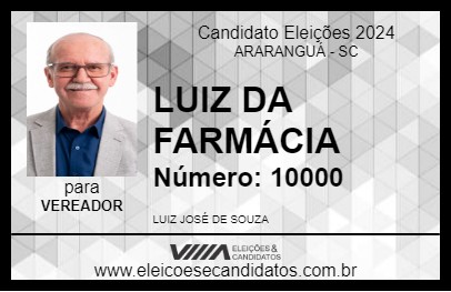 Candidato LUIZ DA FARMÁCIA 2024 - ARARANGUÁ - Eleições