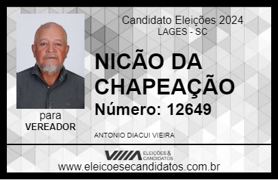 Candidato NICÃO DA CHAPEAÇÃO 2024 - LAGES - Eleições