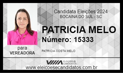 Candidato PATRICIA MELO 2024 - BOCAINA DO SUL - Eleições