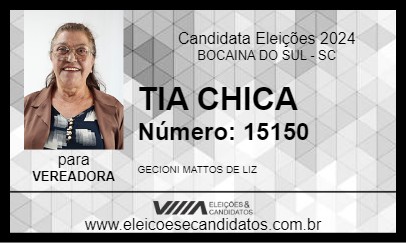 Candidato TIA CHICA 2024 - BOCAINA DO SUL - Eleições