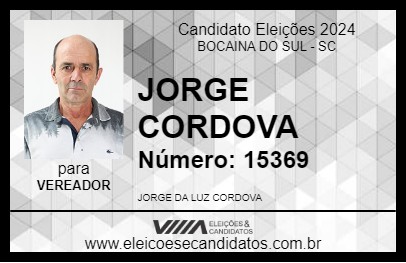 Candidato JORGE CORDOVA 2024 - BOCAINA DO SUL - Eleições