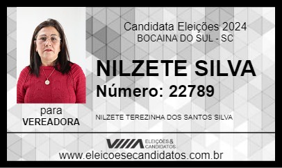 Candidato NILZETE SILVA 2024 - BOCAINA DO SUL - Eleições