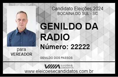 Candidato GENILDO DA RADIO 2024 - BOCAINA DO SUL - Eleições