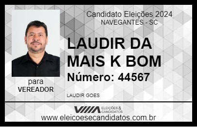 Candidato LAUDIR DA MAIS K BOM 2024 - NAVEGANTES - Eleições