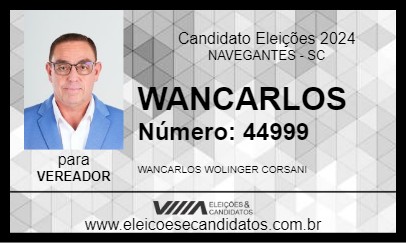 Candidato WANCARLOS 2024 - NAVEGANTES - Eleições