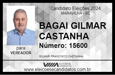 Candidato BAGAI GILMAR CASTANHA 2024 - MARAVILHA - Eleições