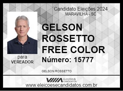 Candidato GELSON ROSSETTO FREE COLOR 2024 - MARAVILHA - Eleições