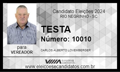 Candidato TESTA 2024 - RIO NEGRINHO - Eleições