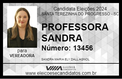 Candidato PROFESSORA SANDRA 2024 - SANTA TEREZINHA DO PROGRESSO - Eleições