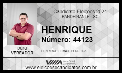 Candidato HENRIQUE 2024 - BANDEIRANTE - Eleições