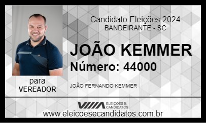 Candidato JOÃO KEMMER 2024 - BANDEIRANTE - Eleições