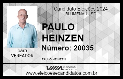 Candidato PAULO HEINZEN 2024 - BLUMENAU - Eleições