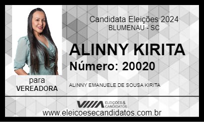 Candidato ALINNY KIRITA 2024 - BLUMENAU - Eleições