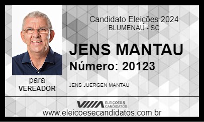 Candidato JENS MANTAU 2024 - BLUMENAU - Eleições