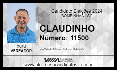 Candidato CLAUDINHO 2024 - BOMBINHAS - Eleições