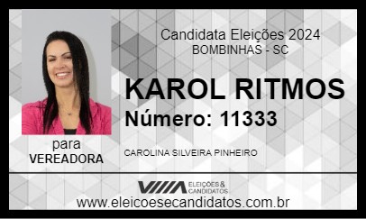 Candidato KAROL RITMOS 2024 - BOMBINHAS - Eleições