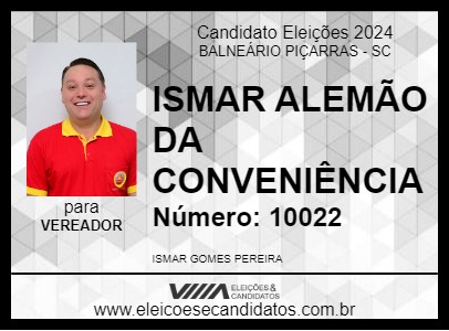 Candidato ISMAR ALEMÃO DA CONVENIÊNCIA 2024 - BALNEÁRIO PIÇARRAS - Eleições