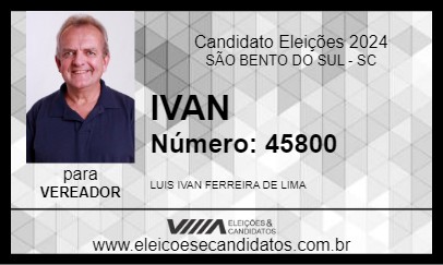 Candidato IVAN 2024 - SÃO BENTO DO SUL - Eleições