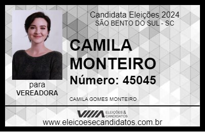 Candidato CAMILA MONTEIRO 2024 - SÃO BENTO DO SUL - Eleições