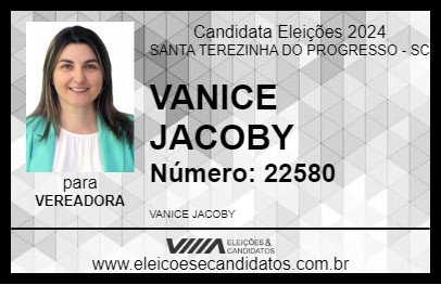 Candidato VANICE JACOBY 2024 - SANTA TEREZINHA DO PROGRESSO - Eleições