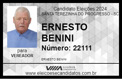 Candidato ERNESTO BENINI 2024 - SANTA TEREZINHA DO PROGRESSO - Eleições