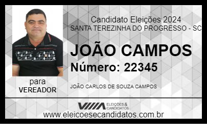 Candidato JOÃO CAMPOS 2024 - SANTA TEREZINHA DO PROGRESSO - Eleições