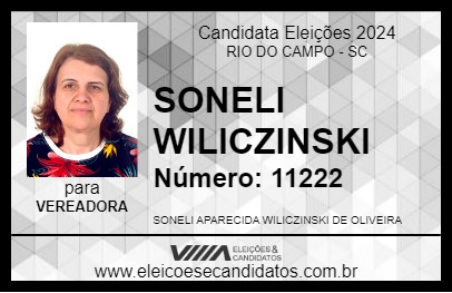 Candidato SONELI WILICZINSKI 2024 - RIO DO CAMPO - Eleições