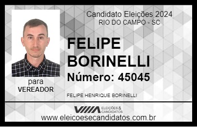 Candidato FELIPE BORINELLI  2024 - RIO DO CAMPO - Eleições