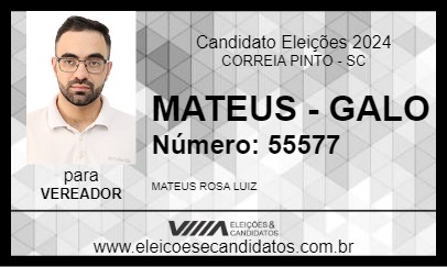 Candidato MATEUS - GALO 2024 - CORREIA PINTO - Eleições