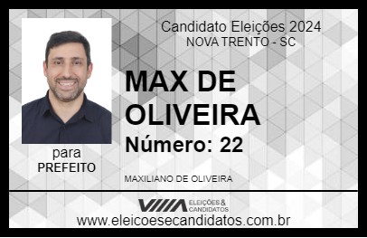 Candidato MAX DE OLIVEIRA 2024 - NOVA TRENTO - Eleições