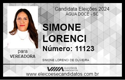 Candidato SIMONE DO POVO 2024 - ÁGUA DOCE - Eleições