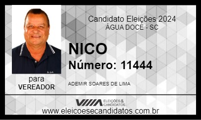 Candidato NICO 2024 - ÁGUA DOCE - Eleições