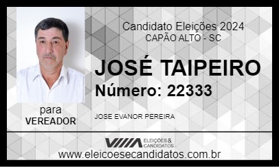 Candidato JOSÉ TAIPEIRO 2024 - CAPÃO ALTO - Eleições