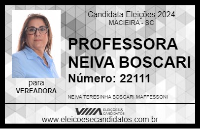 Candidato PROFESSORA NEIVA BOSCARI 2024 - MACIEIRA - Eleições