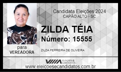 Candidato ZILDA TÉIA 2024 - CAPÃO ALTO - Eleições