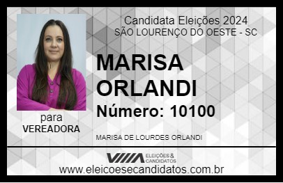 Candidato MARISA ORLANDI 2024 - SÃO LOURENÇO DO OESTE - Eleições