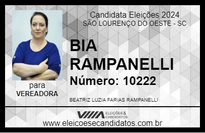 Candidato BIA RAMPANELLI 2024 - SÃO LOURENÇO DO OESTE - Eleições