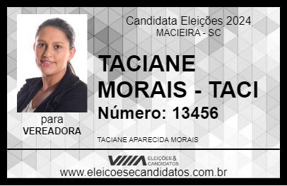 Candidato TACIANE MORAES - TACI 2024 - MACIEIRA - Eleições