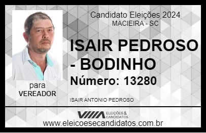 Candidato ISAIR PEDROSO - BODINHO 2024 - MACIEIRA - Eleições