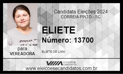 Candidato ELIETE 2024 - CORREIA PINTO - Eleições