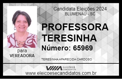 Candidato PROFESSORA TERESINHA 2024 - BLUMENAU - Eleições