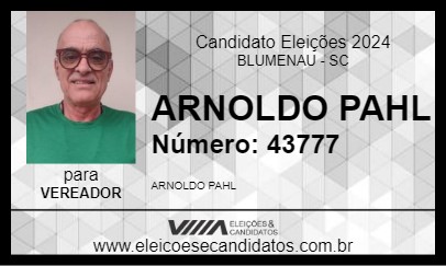 Candidato ARNOLDO PAHL 2024 - BLUMENAU - Eleições