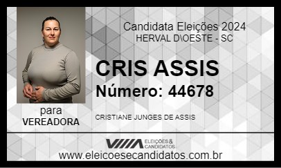 Candidato CRIS ASSIS 2024 - HERVAL D\OESTE - Eleições