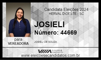 Candidato JOSIELI 2024 - HERVAL D\OESTE - Eleições