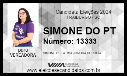 Candidato SIMONE DO PT 2024 - FRAIBURGO - Eleições