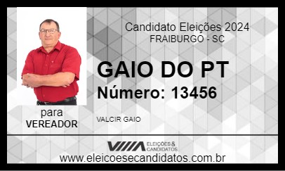 Candidato GAIO DO PT 2024 - FRAIBURGO - Eleições