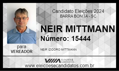 Candidato NEIR MITTMANN 2024 - BARRA BONITA - Eleições